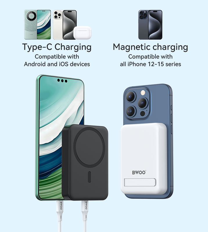 Magnetic power bank with PD dual charging