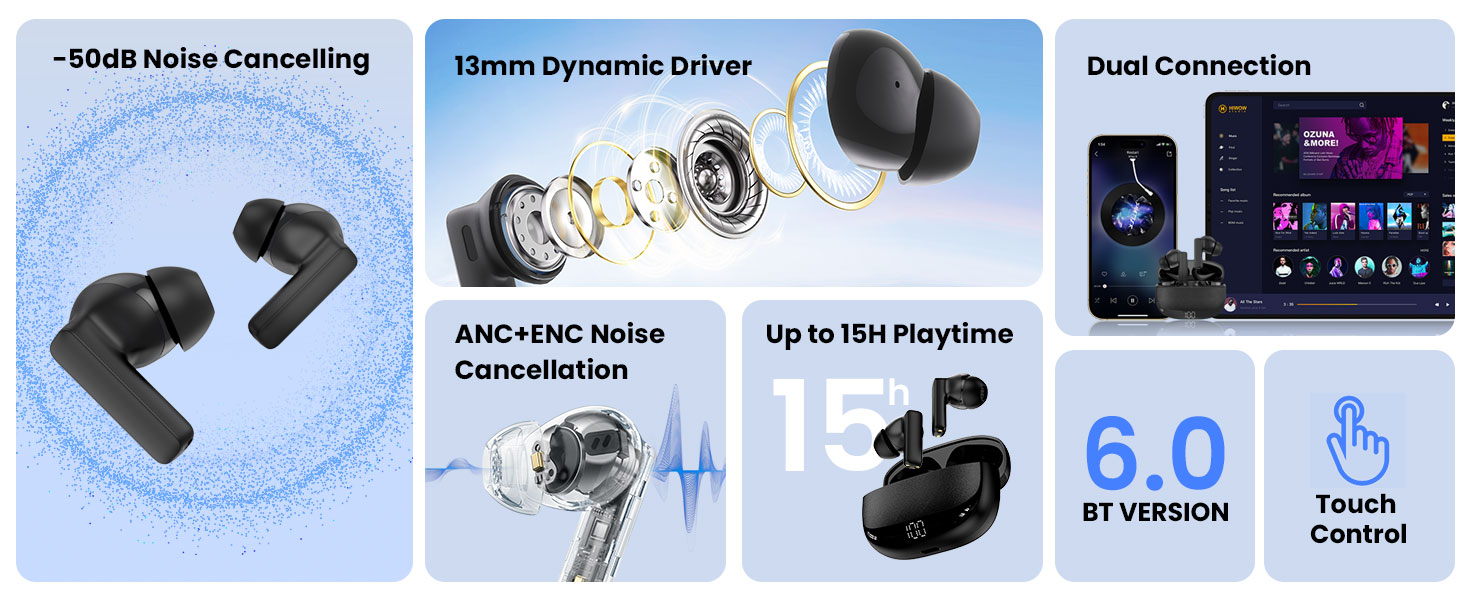 BO-BW40 ANC Wireless Earbuds Features