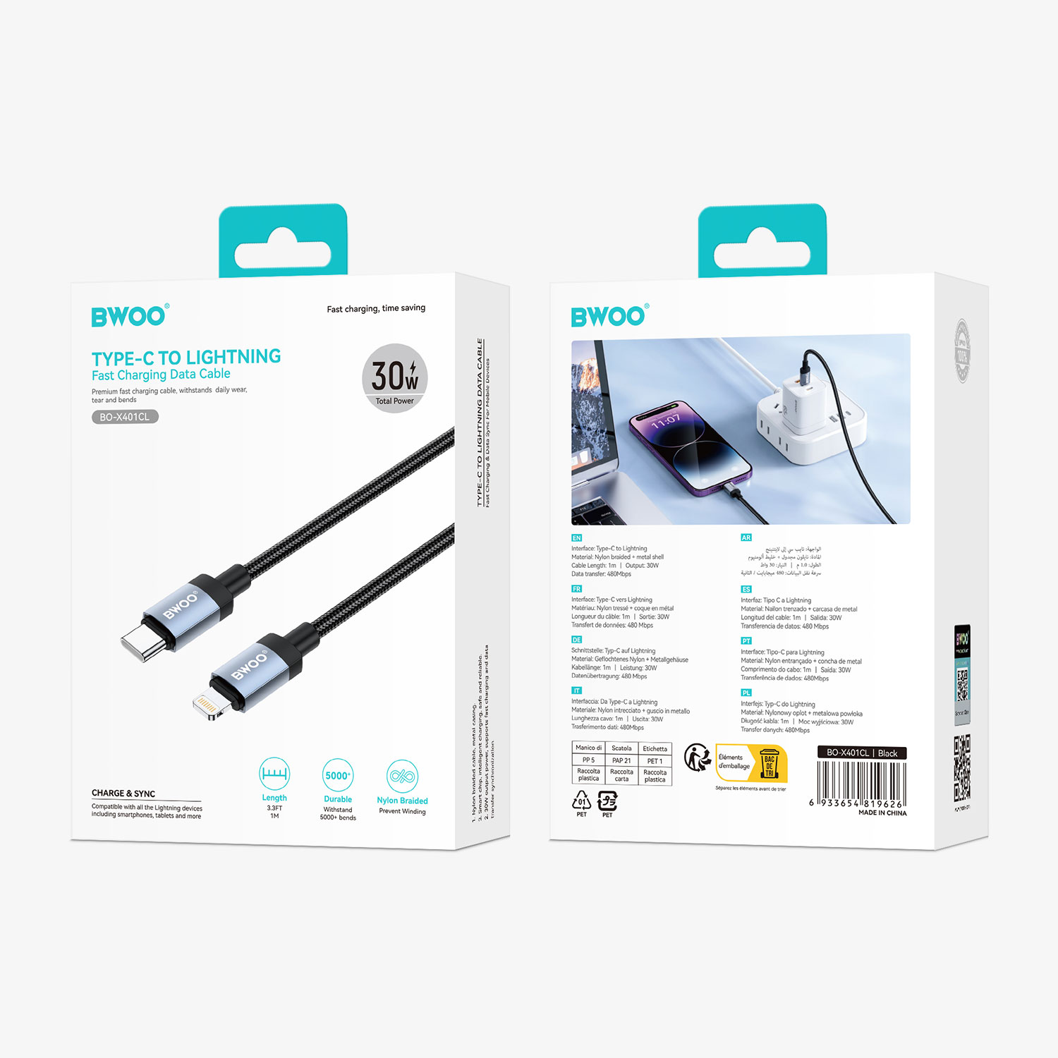BO-X401CL 30W USB-C to Lightning Cable Package