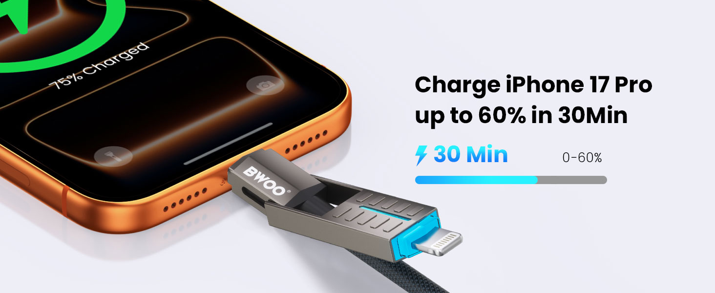 BWOO BO-X410 65W 4-in-1 Data Cable for iPhone