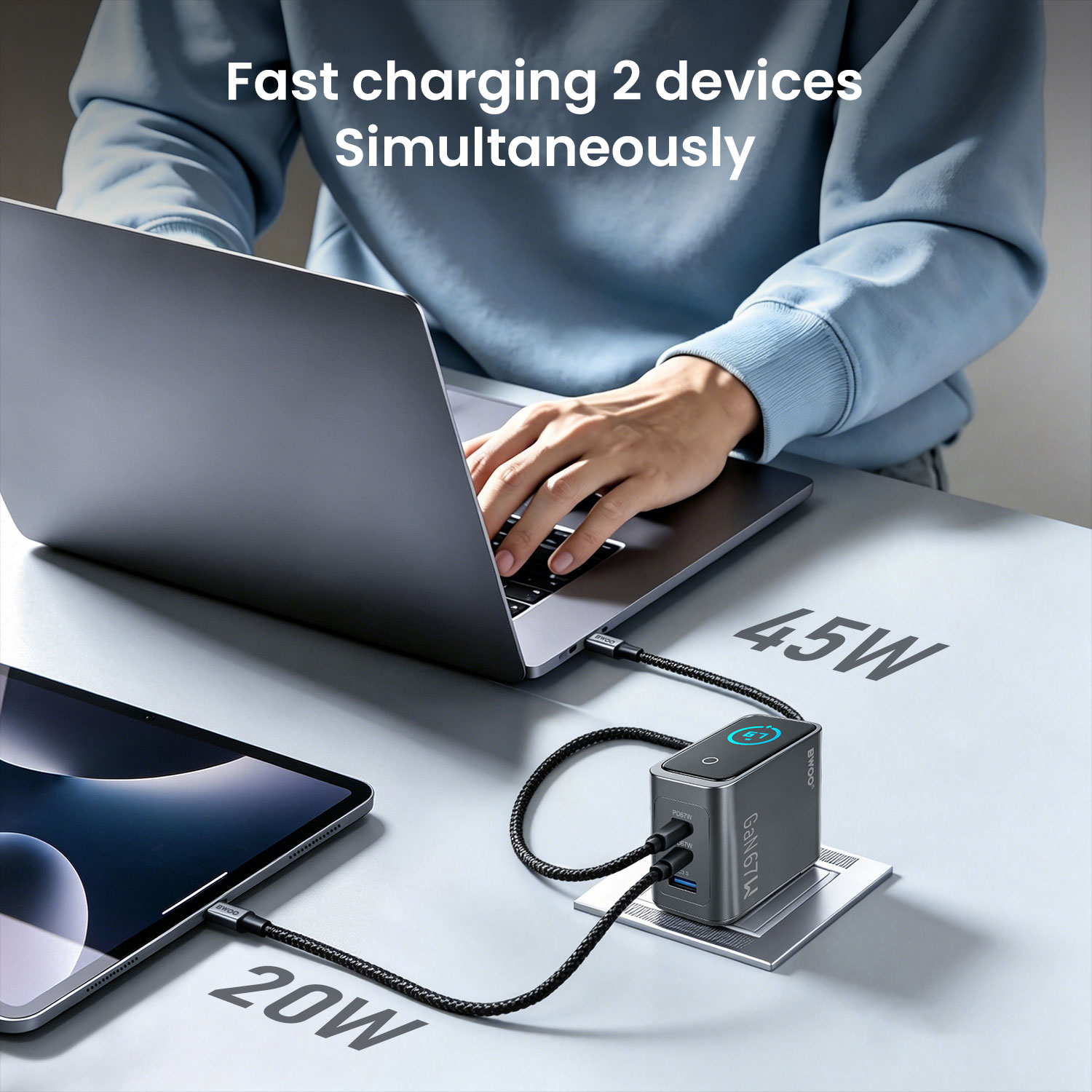 BWOO 67W GaN charger 67W Power Delivery fast charging laptop