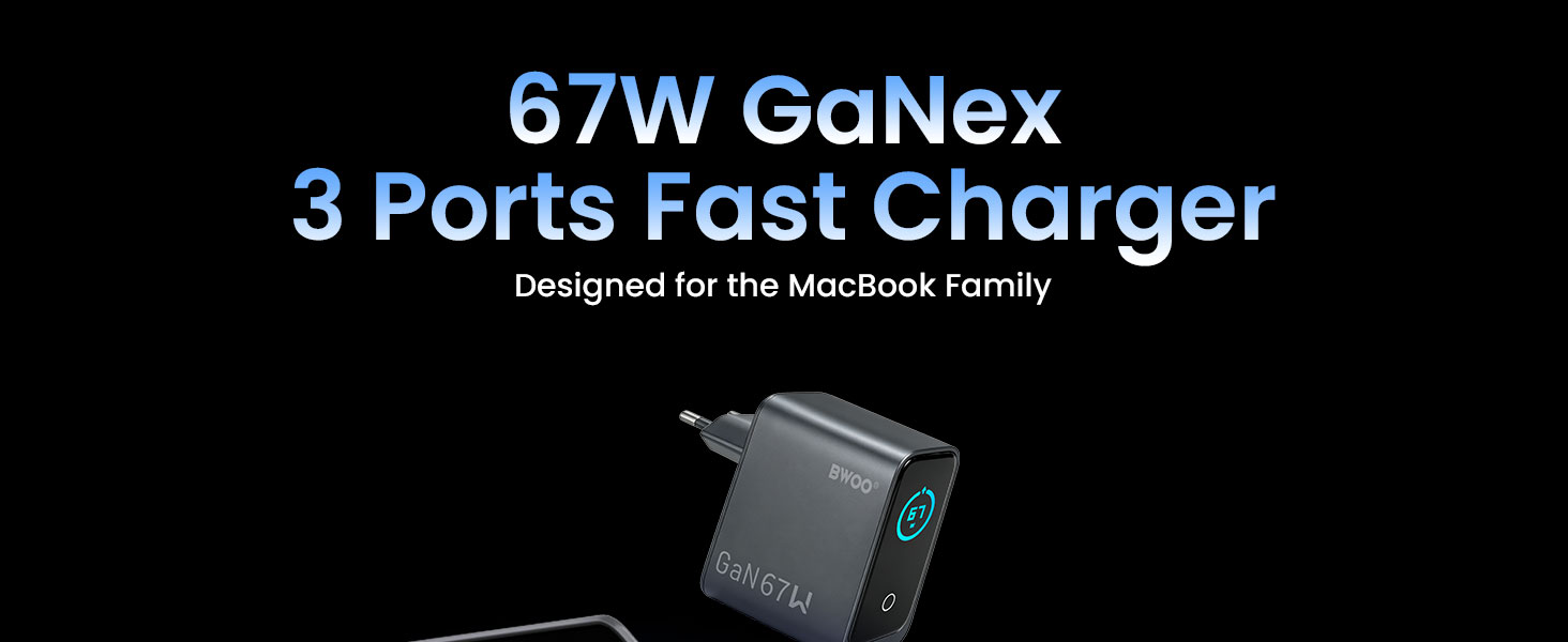 BWOO BO-CDA265 67W GaNex 3 Ports Fast Charger