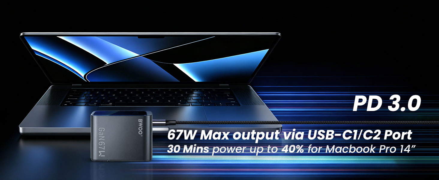 BWOO charger USB-C PD 3.0 PPS protocol fast charging compatibility