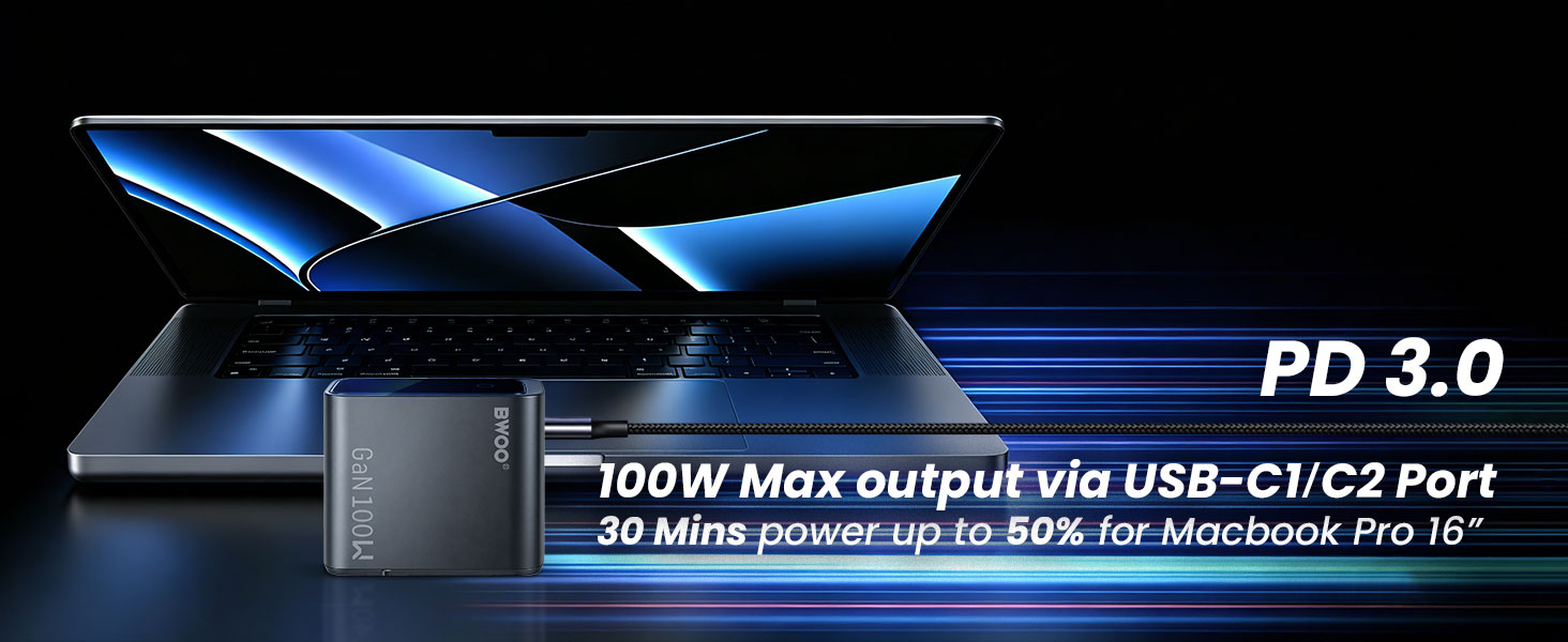 BWOO smart display charger 100w max