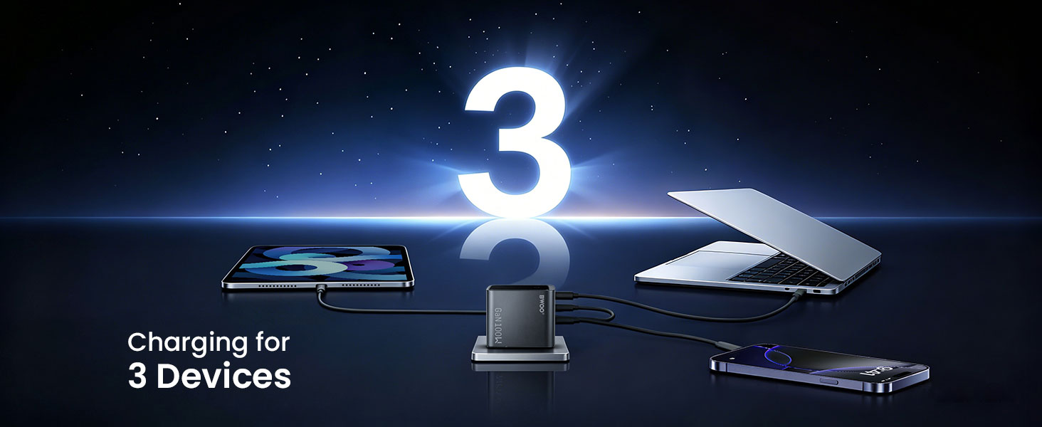 BWOO 100w smart display charger for multiple devices