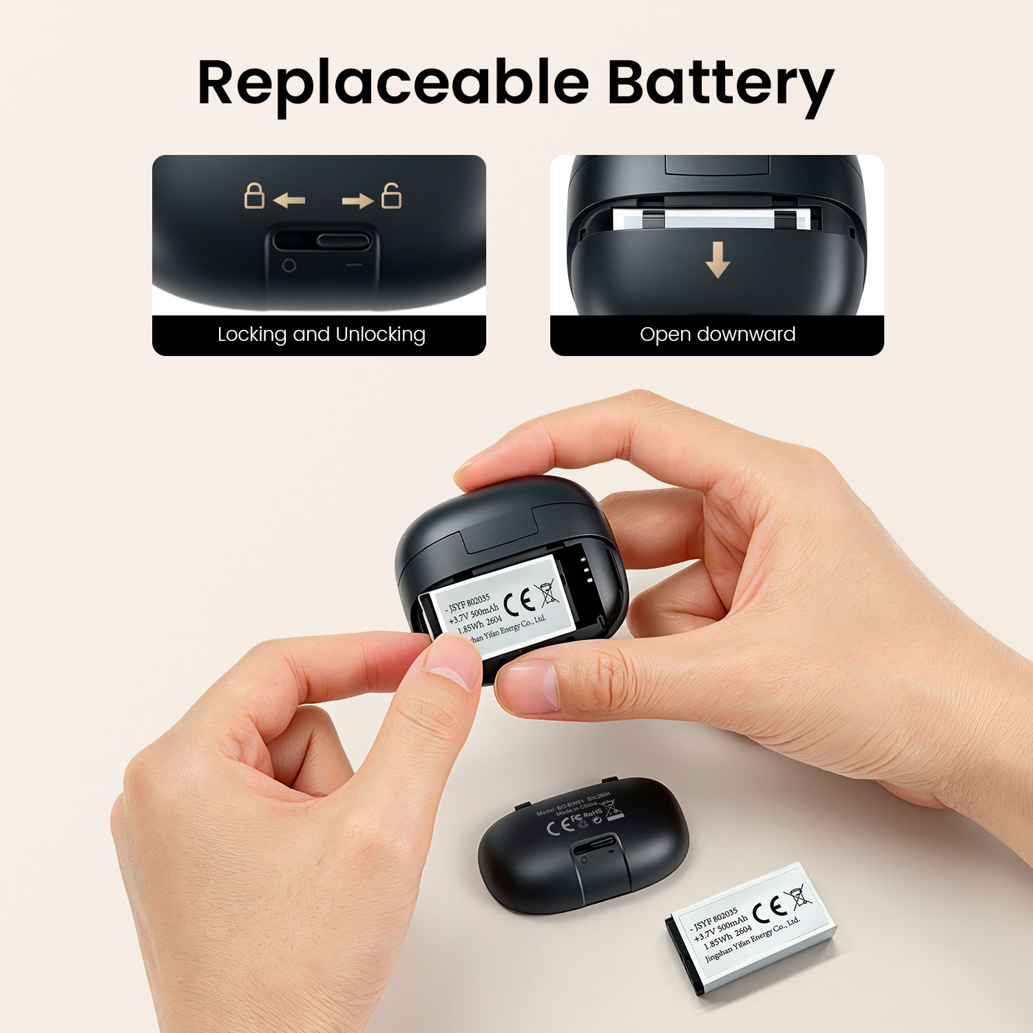 BWOO ANC Earbuds with Replaceable Battery