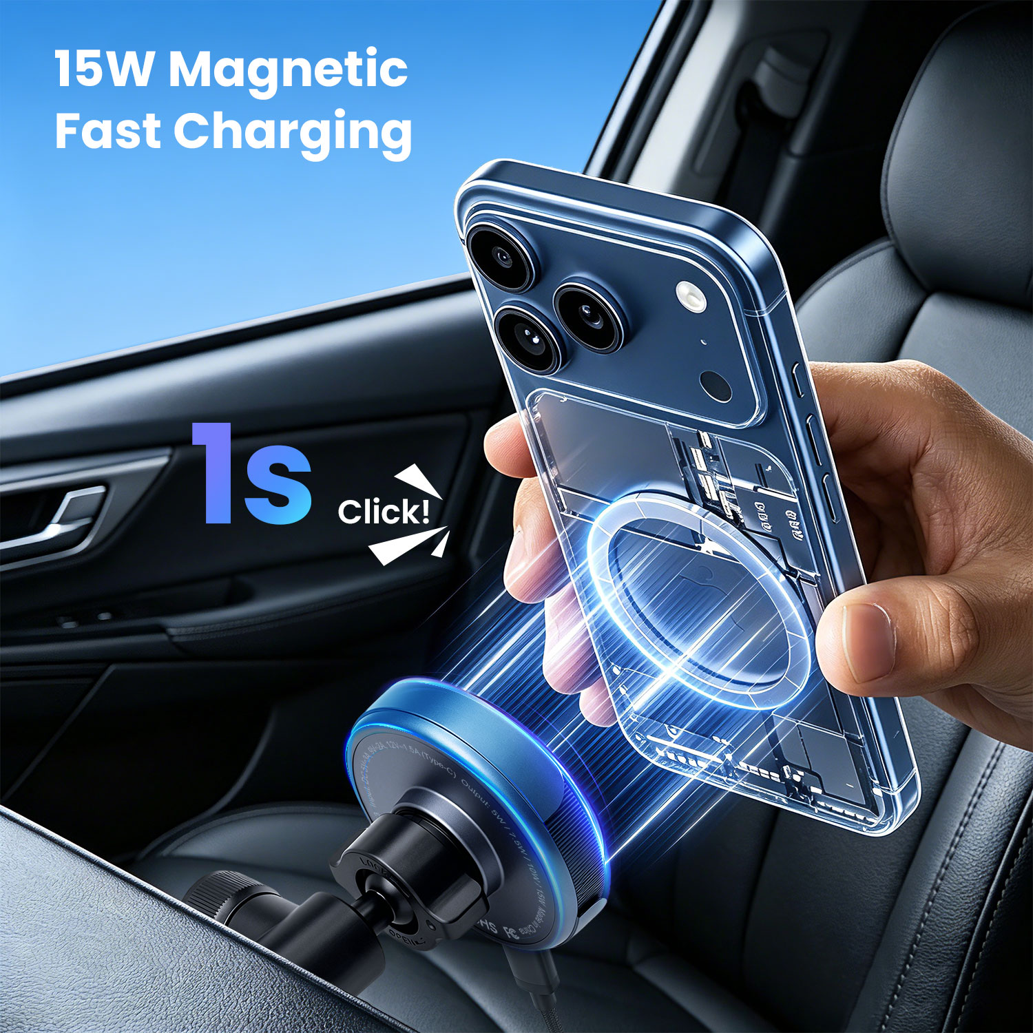 BWOO 15W Magnetic Car Phone Holder