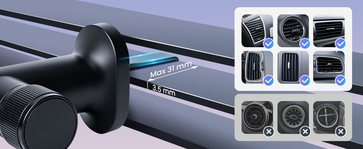 BWOO Wireless Charging Phone Holder Fits Car Air Vent