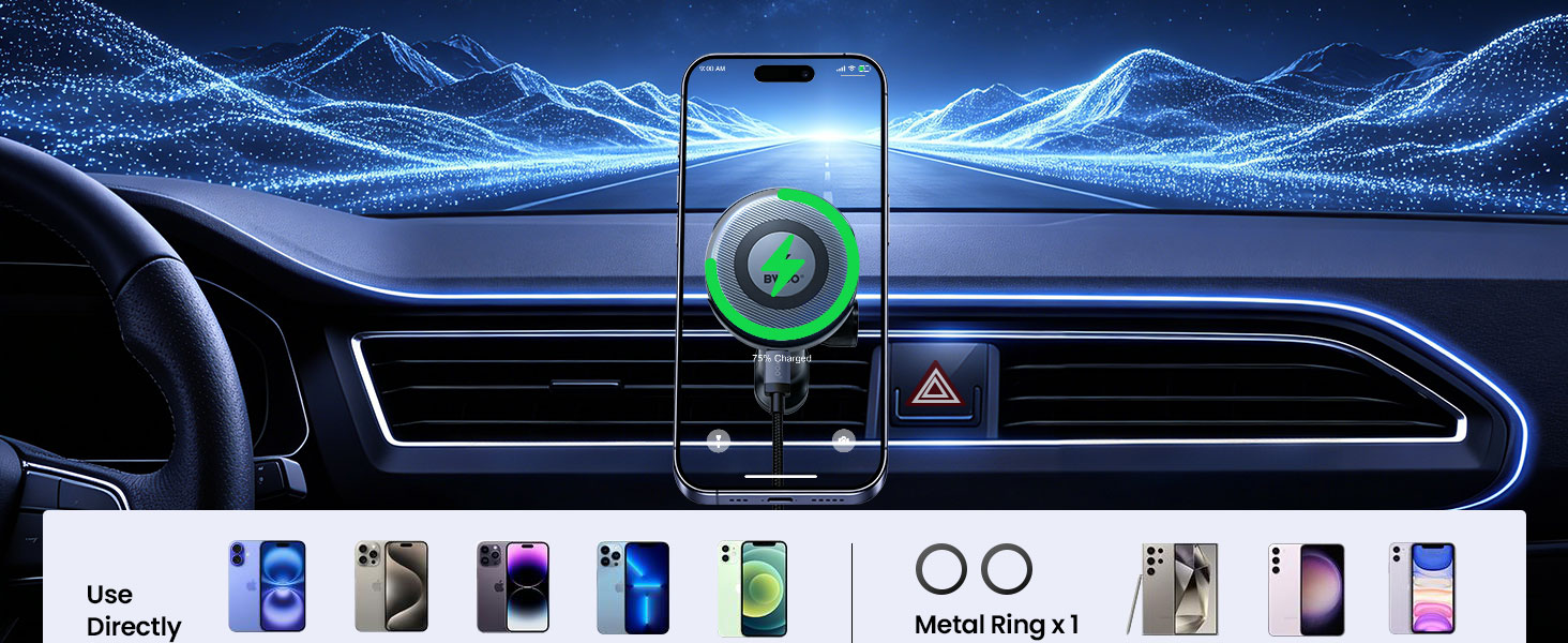 BWOO 15W magsafe car mount charger