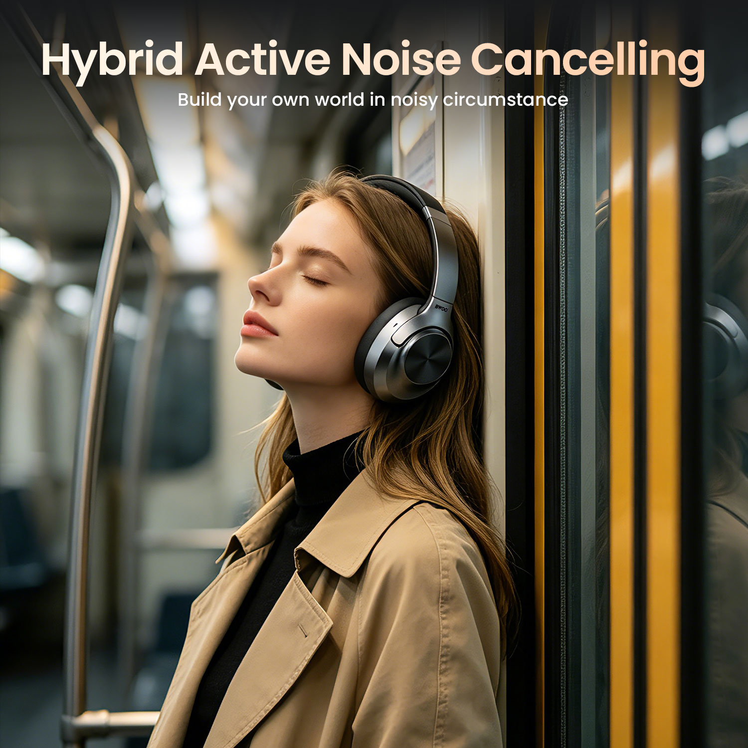 BWOO Wireless Headphone with Hybrid Active Noise Cancelling