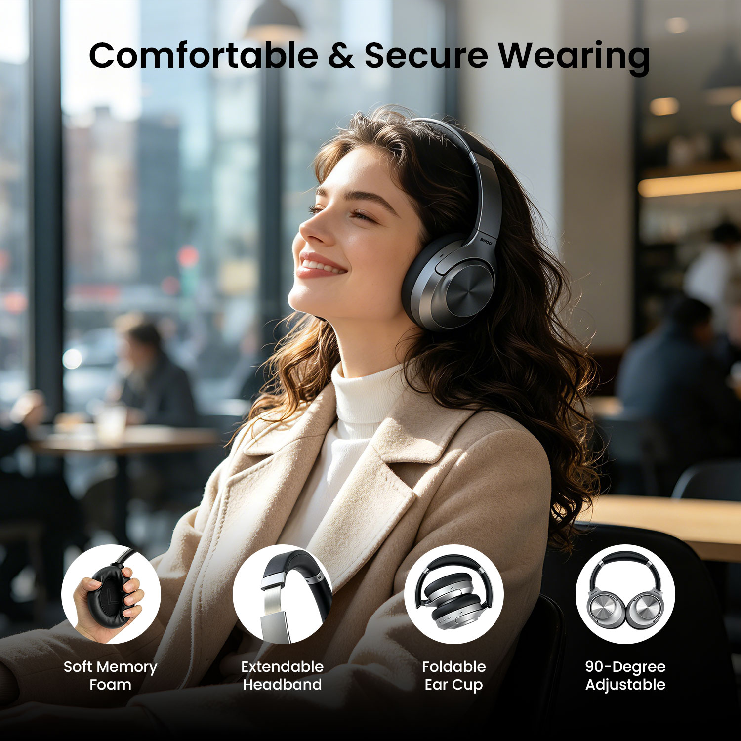 BWOO Comfortable and Secure Wearing Headphone