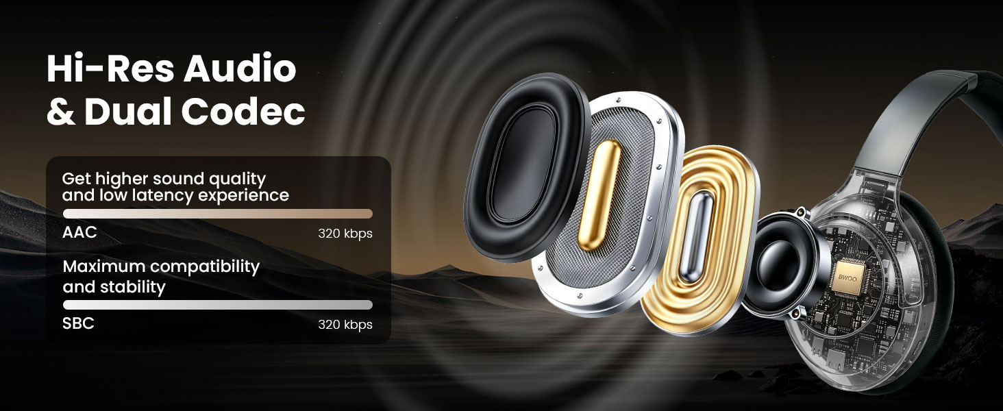 BWOO Over-Ear Headphone with Hi-Res Audio