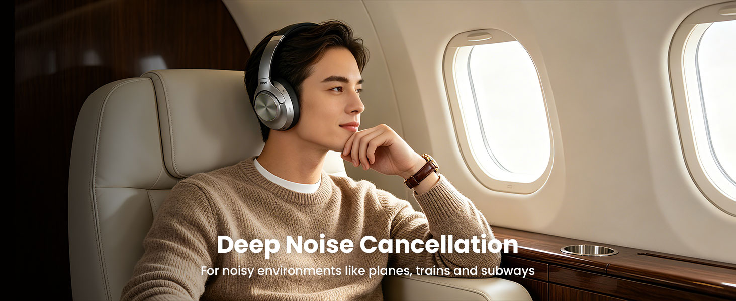 BWOO ANC Headphone Noise Cancelling for Flight