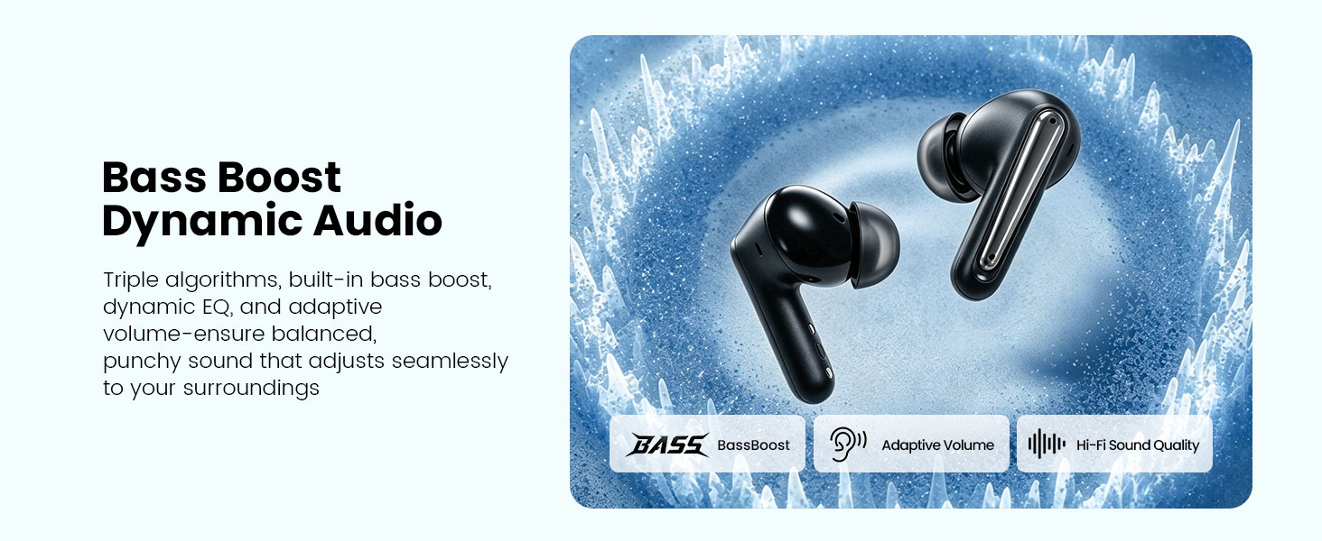 BWOO ANC Wireless Earphone with Bass Boost Dynamic Audio