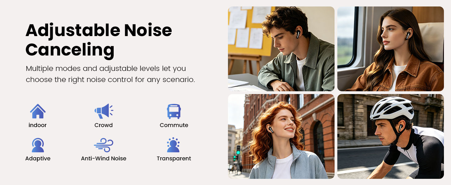 BWOO Wireless Earphones with Adjustable Noise Cancelling