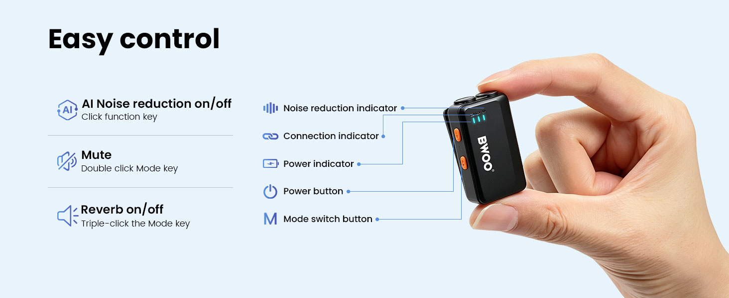 Compact travel-friendly charging case designed for BWOO wireless mic