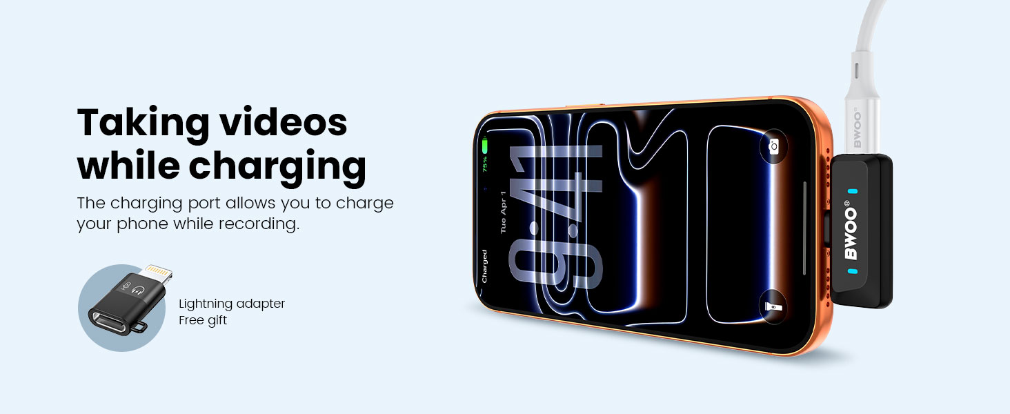 Real-time battery status tracking on BWOO microphone charging case