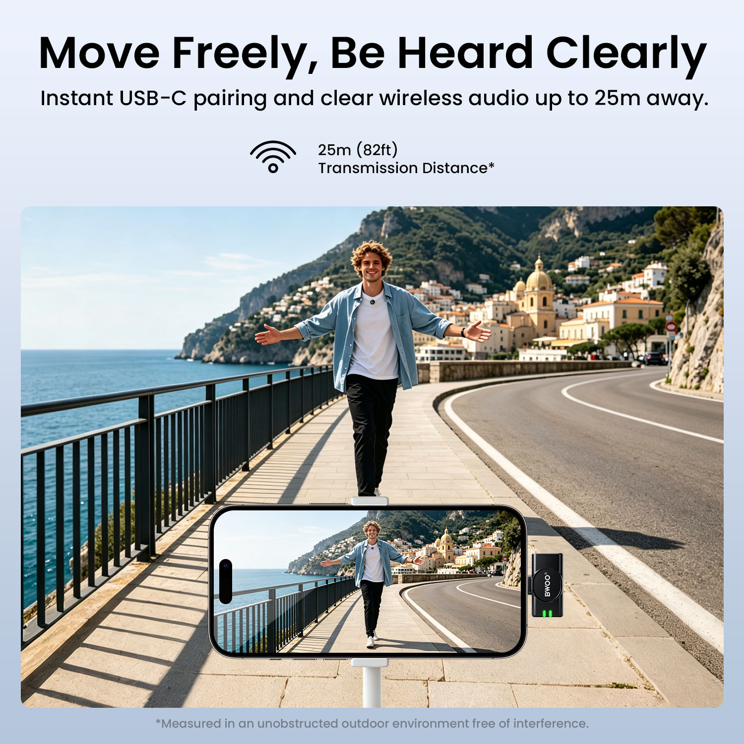BWOO Wireless Microphone for Clear Voice Recording