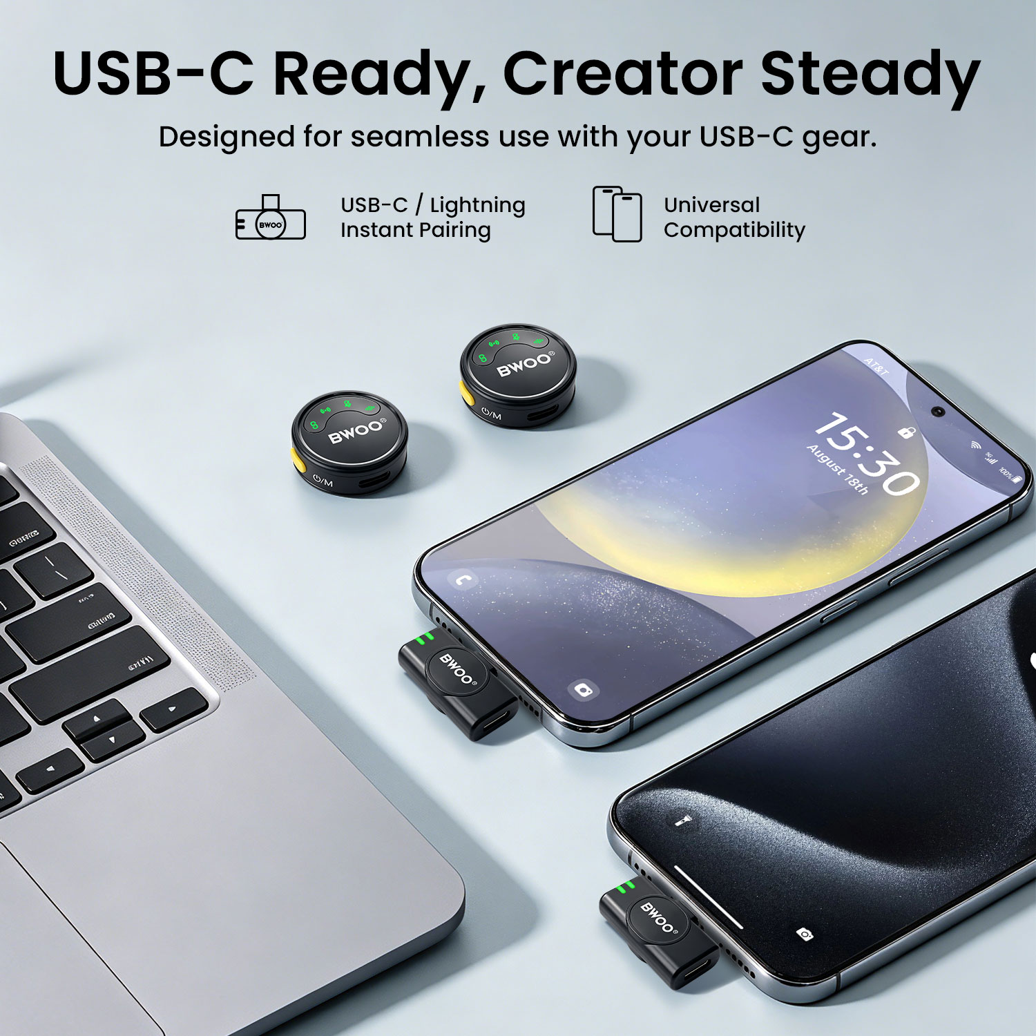 BWOO USB-C Wireless Lavalier Microphone