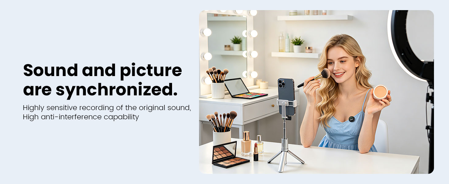 BWOO Wireless Microphone with Synchronized Audio