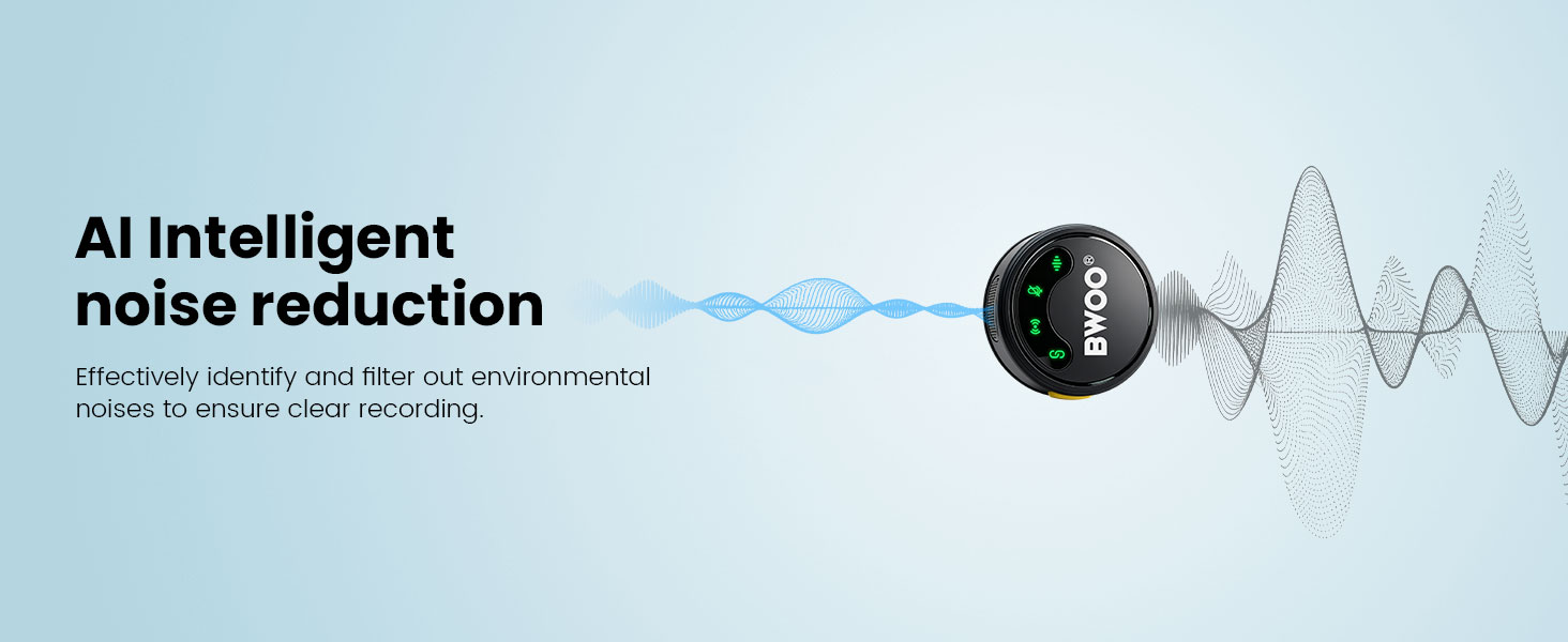 BWOO Wireless Microphone with AI Noise Cancelling