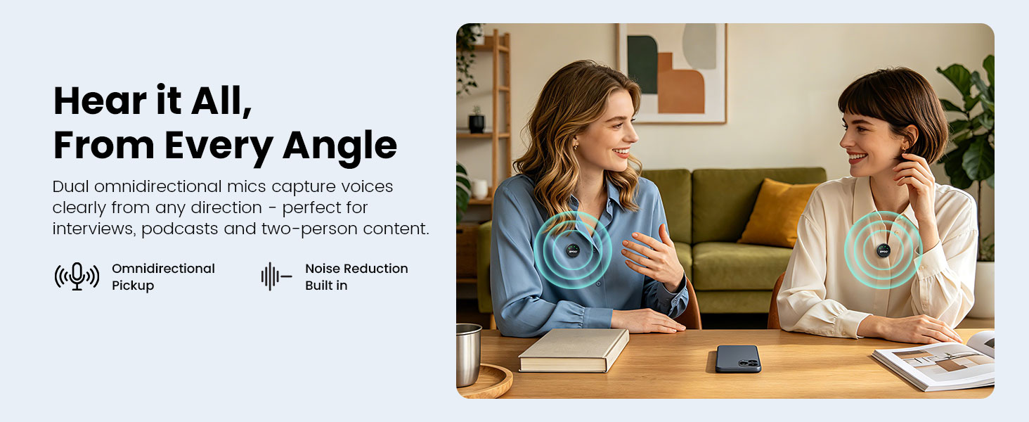 BWOO Wireless Microphone for Interviews and Podcasts