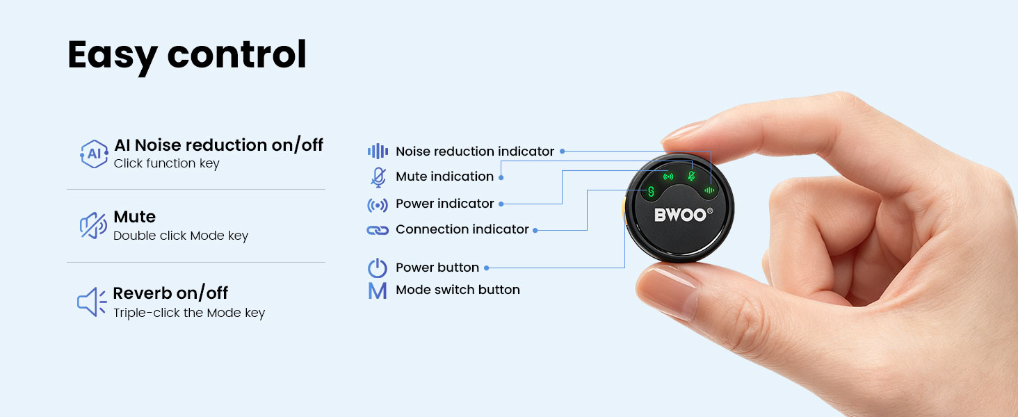 BWOO Wireless Lavalier Microphone for Content Creators