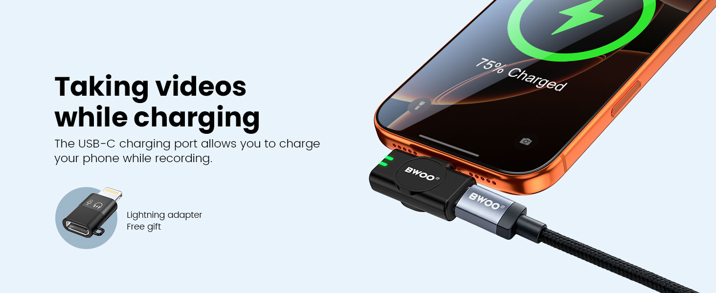 BWOO Wireless Microphone for Recording While Charging