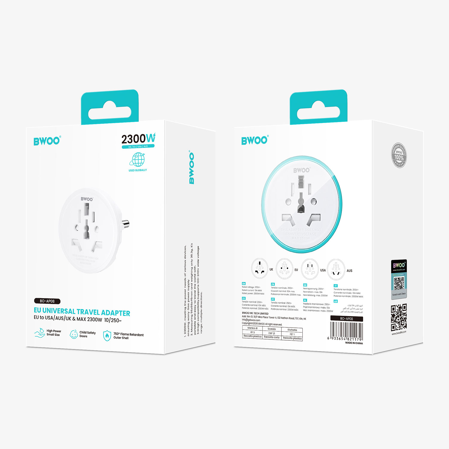 BWOO EU Universal Travel Adapter