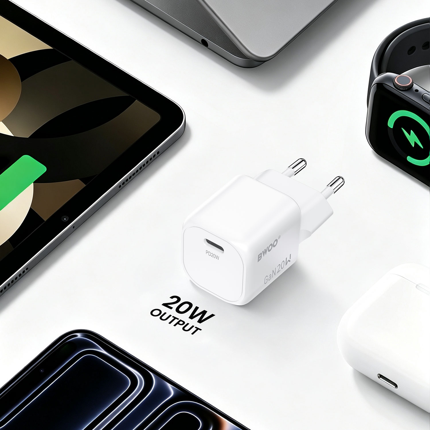 BWOO portable GaN charger designed for global travel
