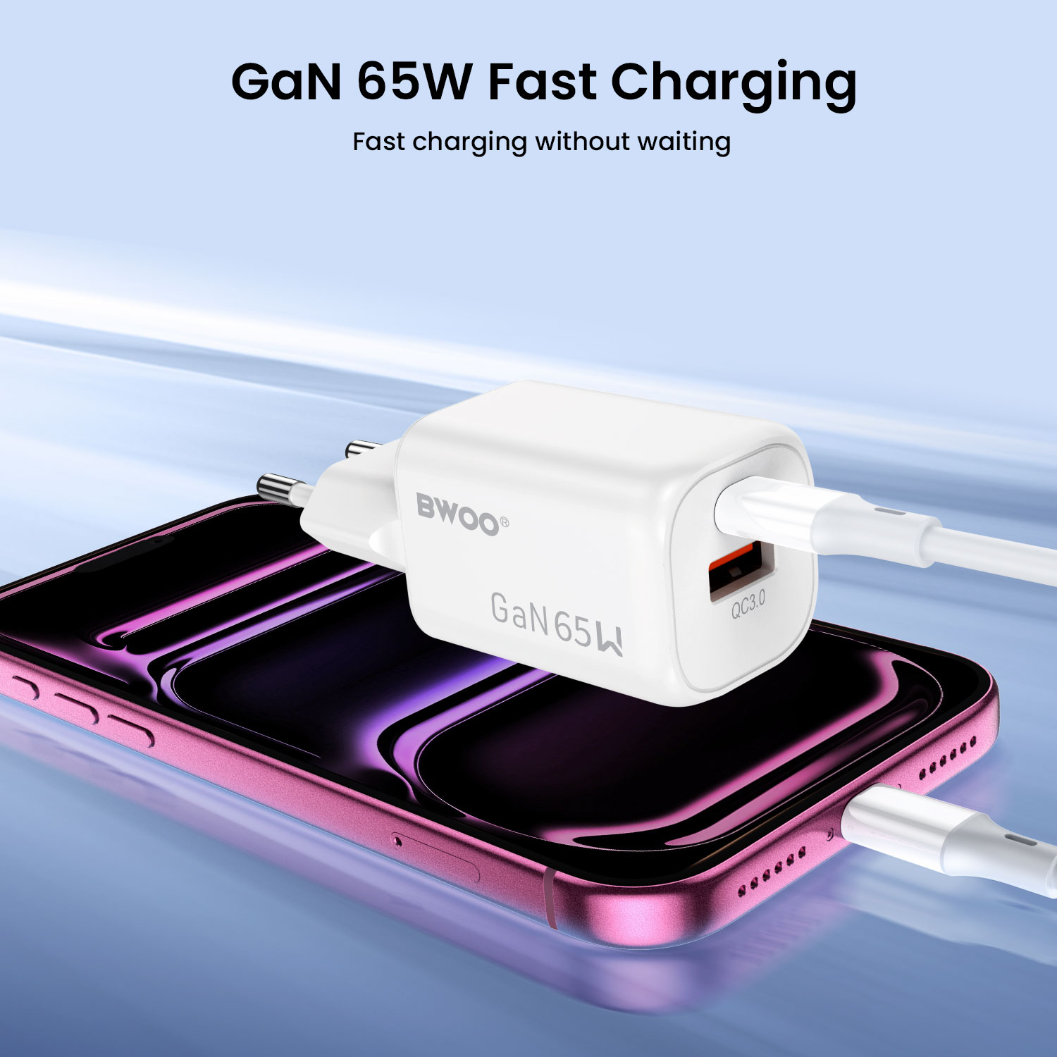 BWOO 65w dual ports gan charger block