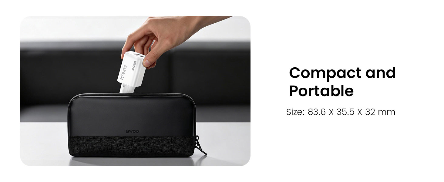 BWOO 65w multi ports gan charger for travel