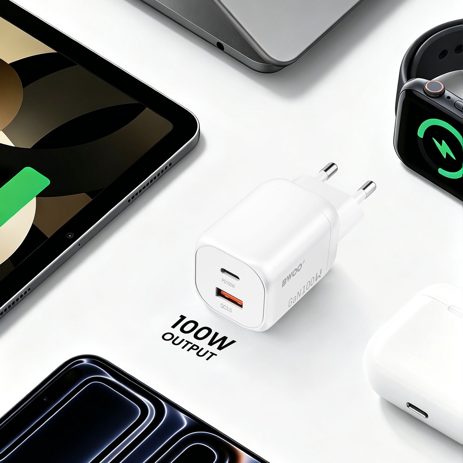 BWOO 100w gan charger for 2 devices