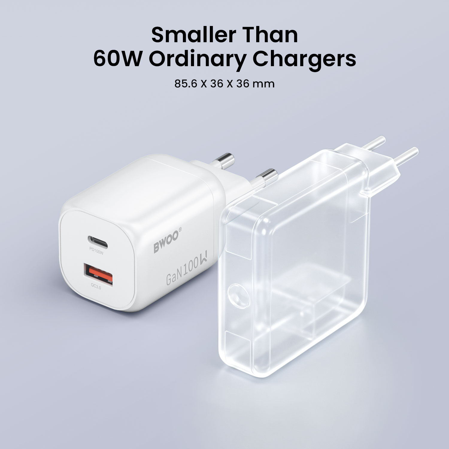 BWOO 100w gan charger with small size