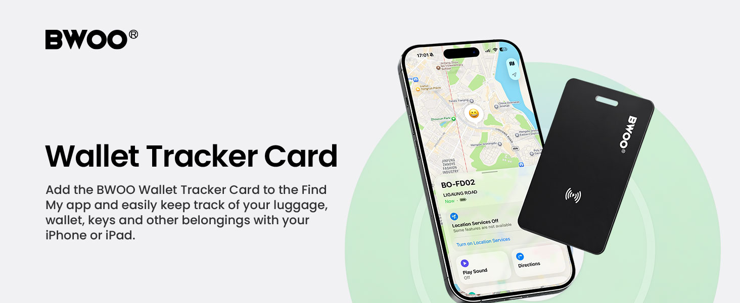 BWOO Slim Item Tracker Card for Travel
