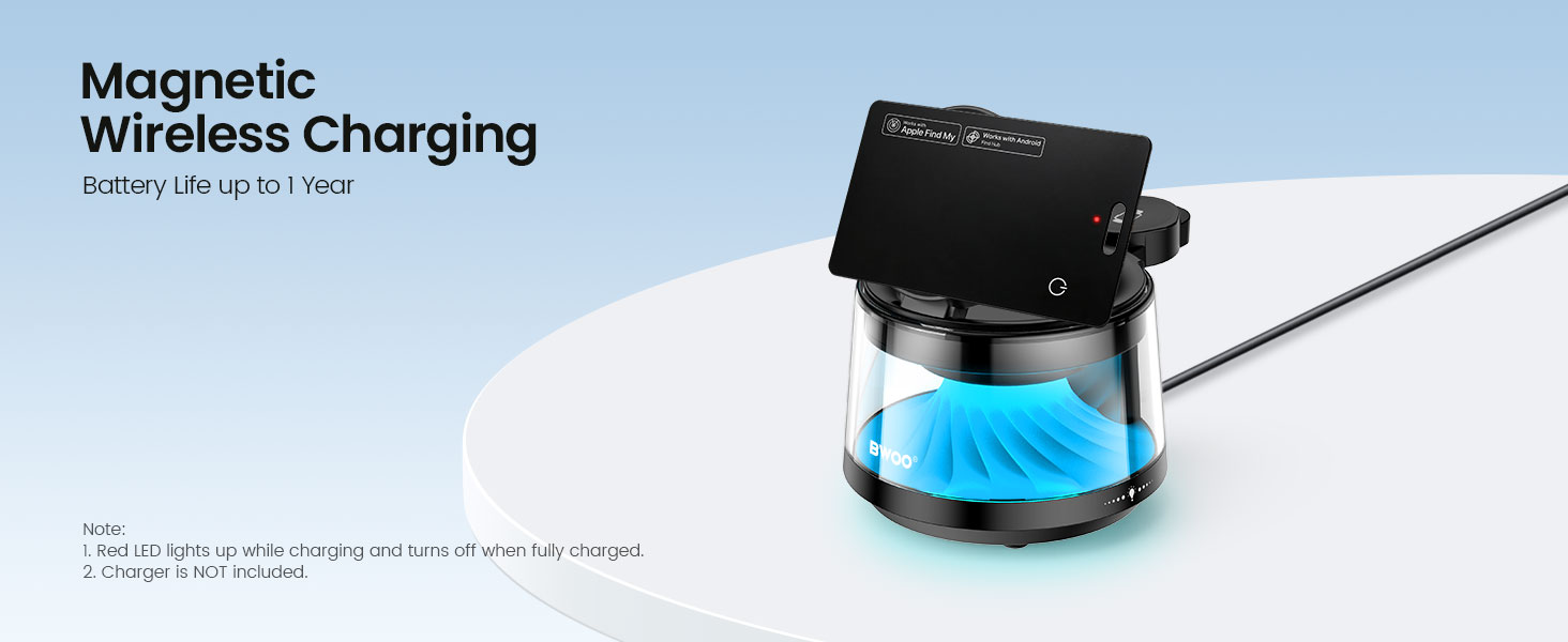 BWOO Wallet Tracker Card with Magnetic Wireless Charging