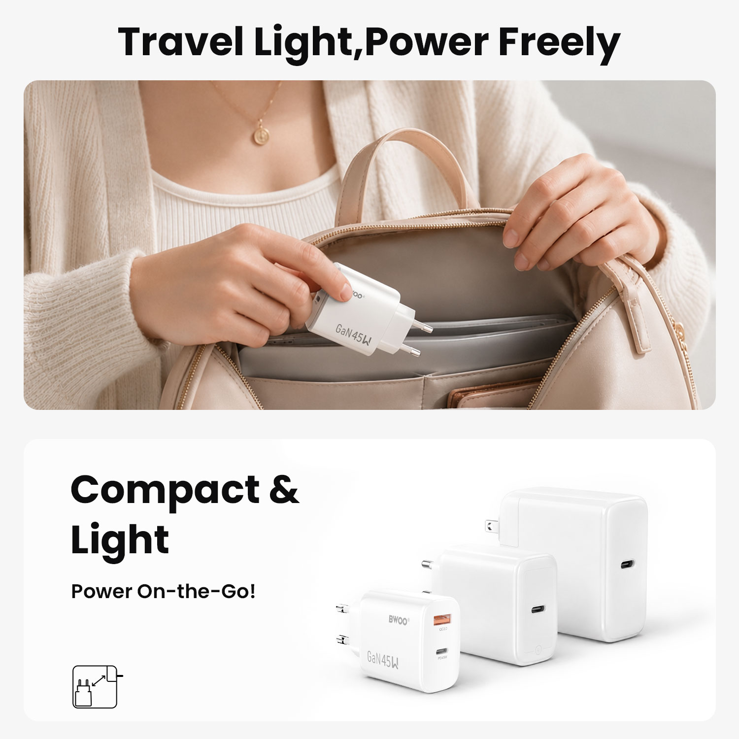 Portable 45W GaN Charger for Travel