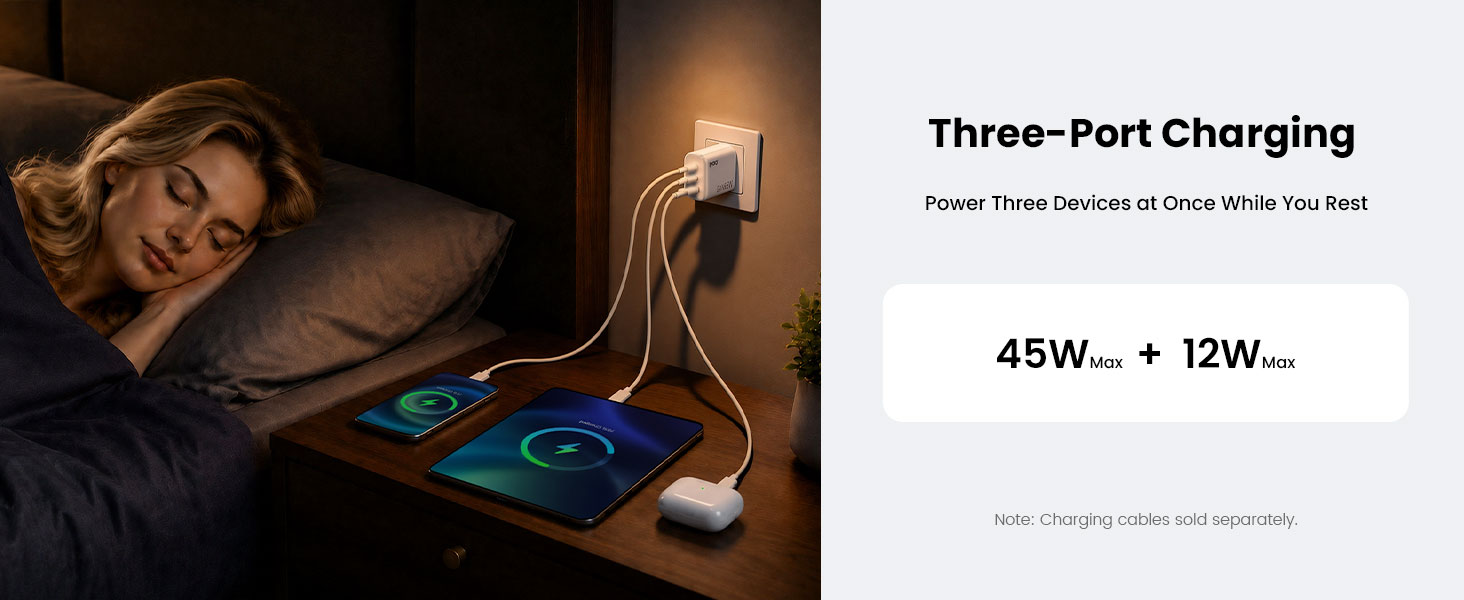 65W GaN Charger with Three Charging Ports