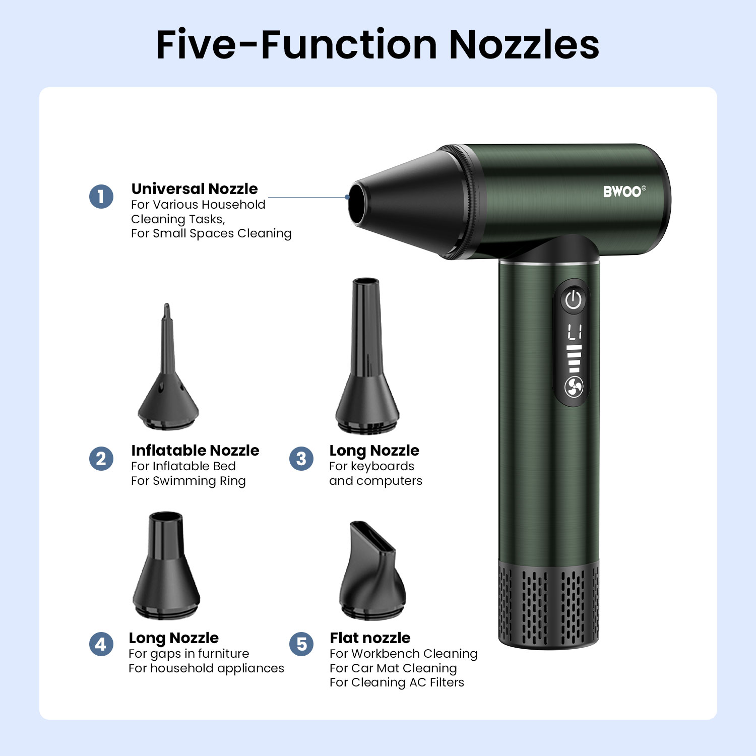 5-Nozzle Portable Electric Air Duster