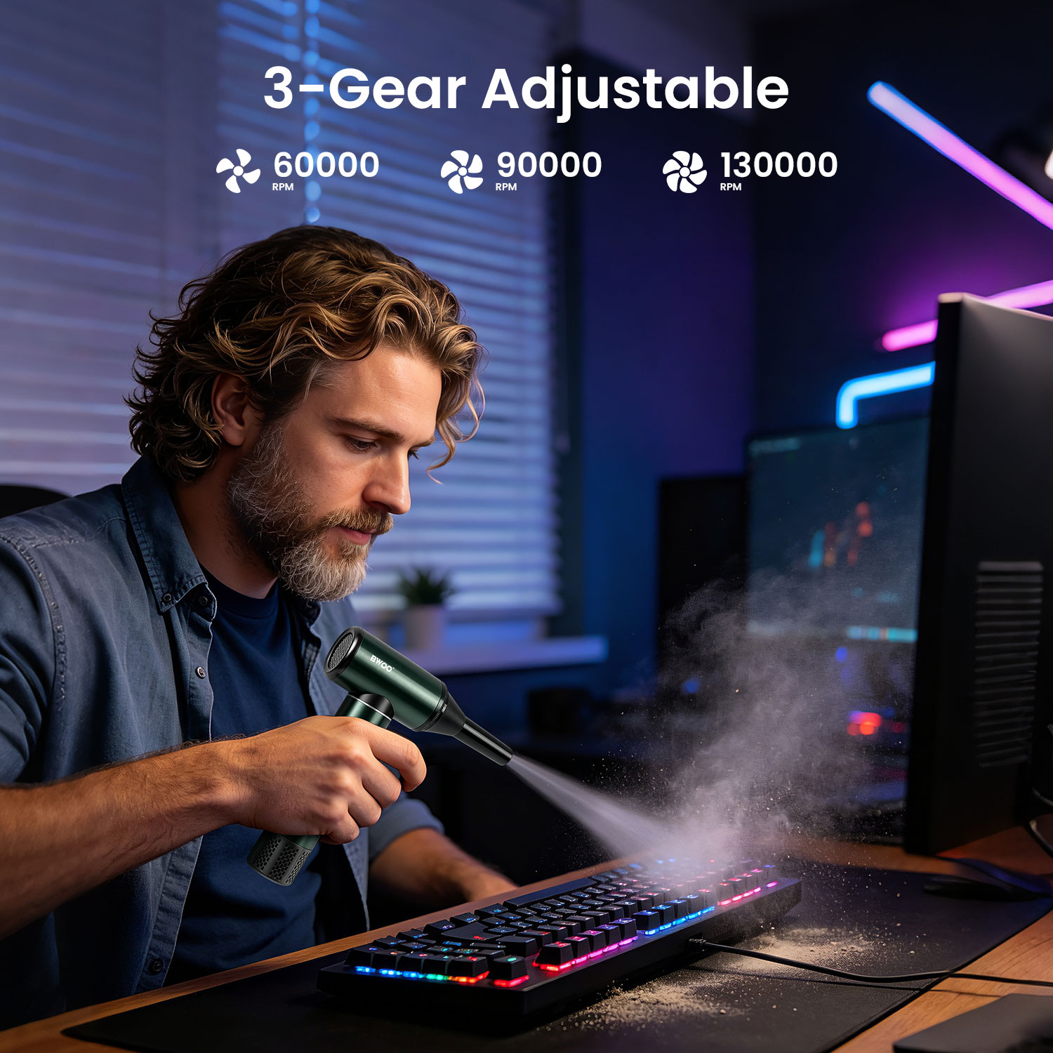 3-Speed Portable Compressed Air Duster