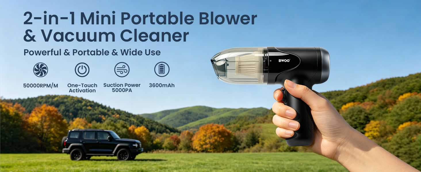 BWOO Cordless Mini Vacuum and Air Blower