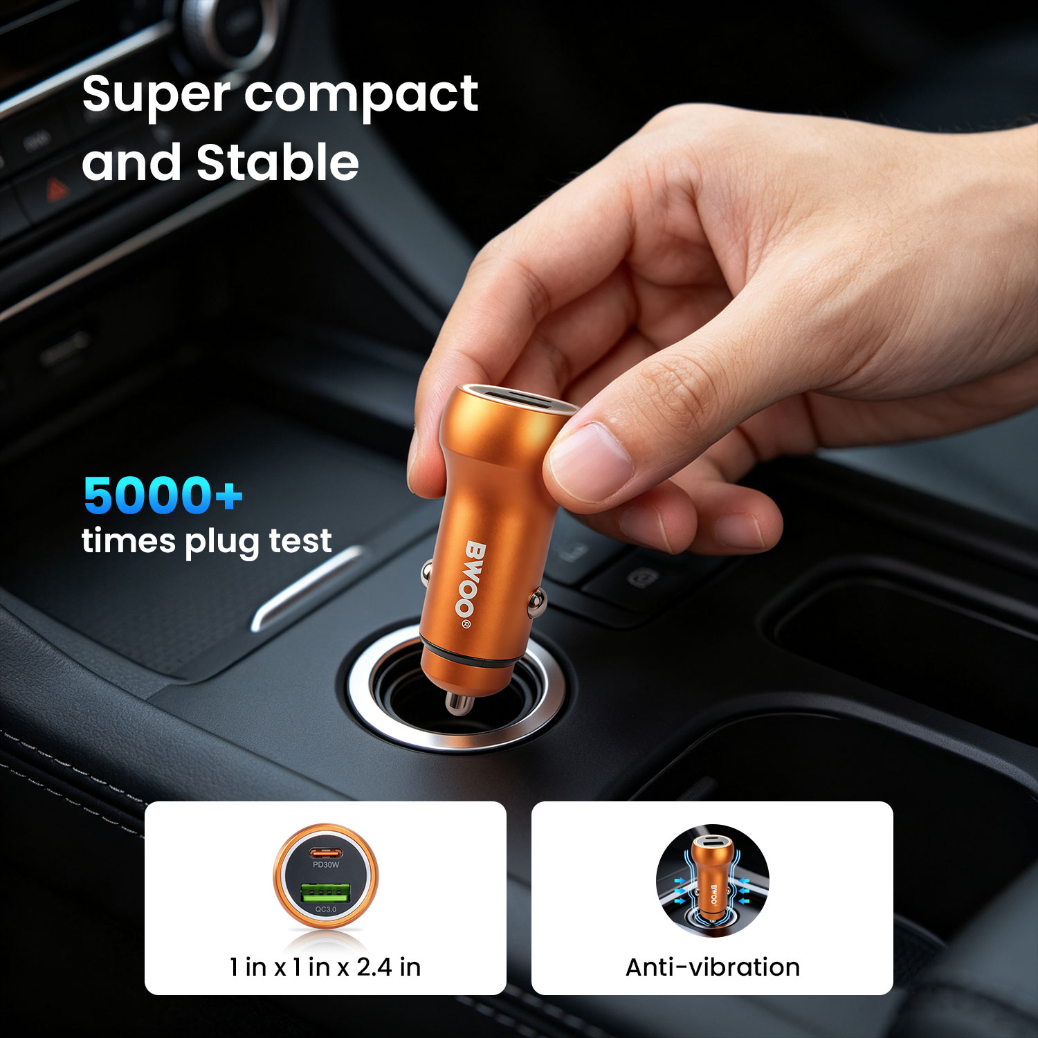 Compact 48W Car Charger Adapter