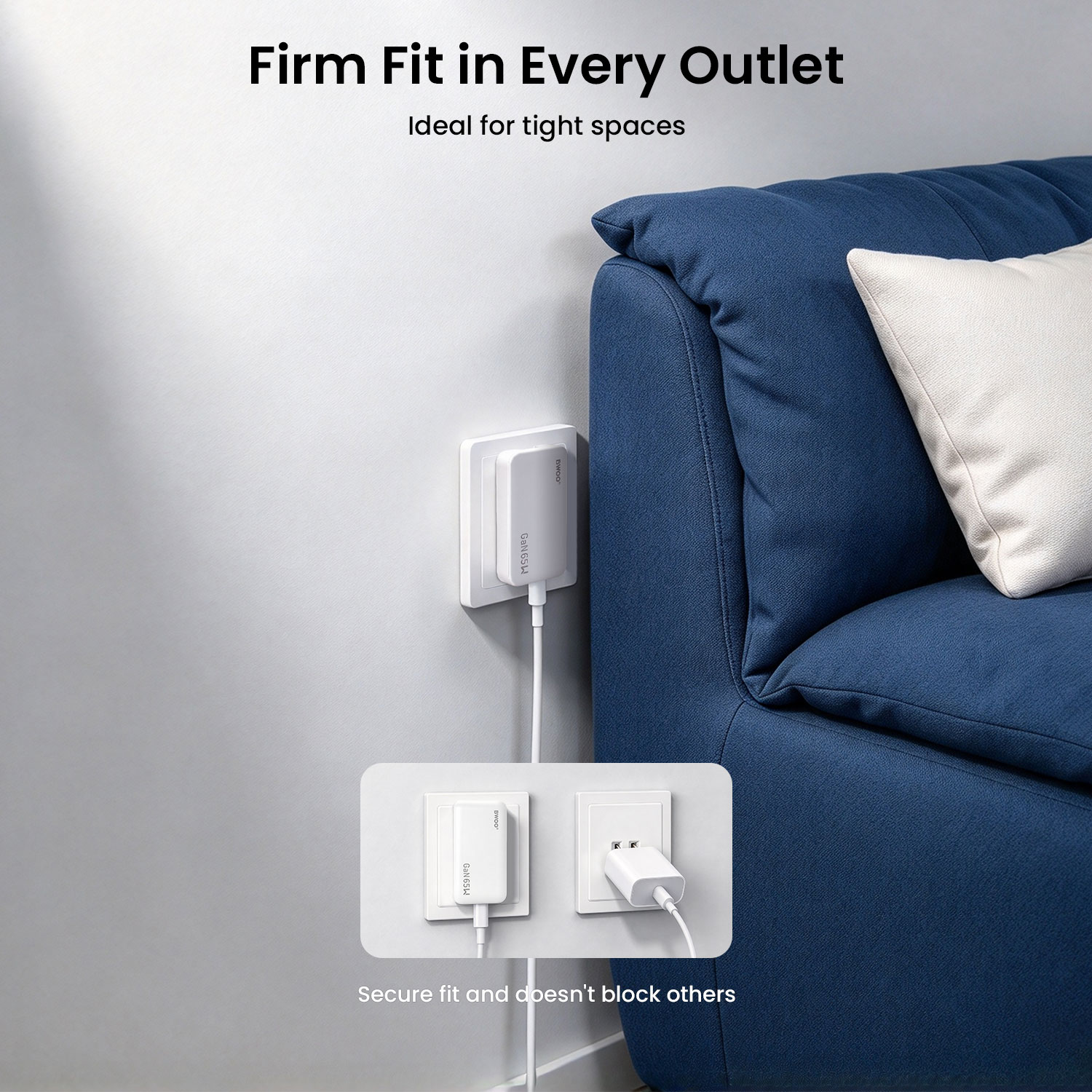 Slim Flat Wall Charger for Tight Spaces