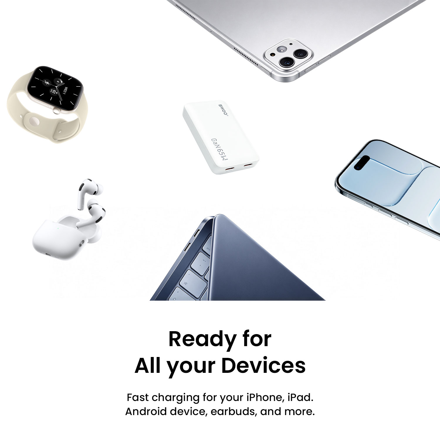 BWOO Flat GaN Charger for 2 Devices