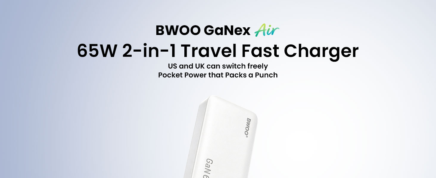 BWOO 65W 2-in-1 Travel Fast Charger