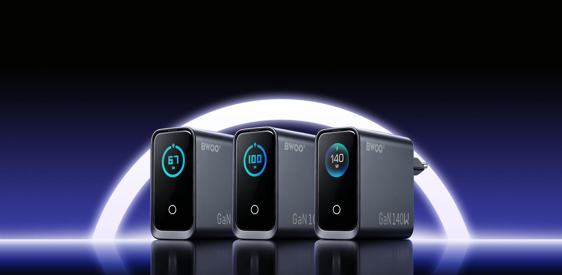 BWOO GaN Smart Display Chargers